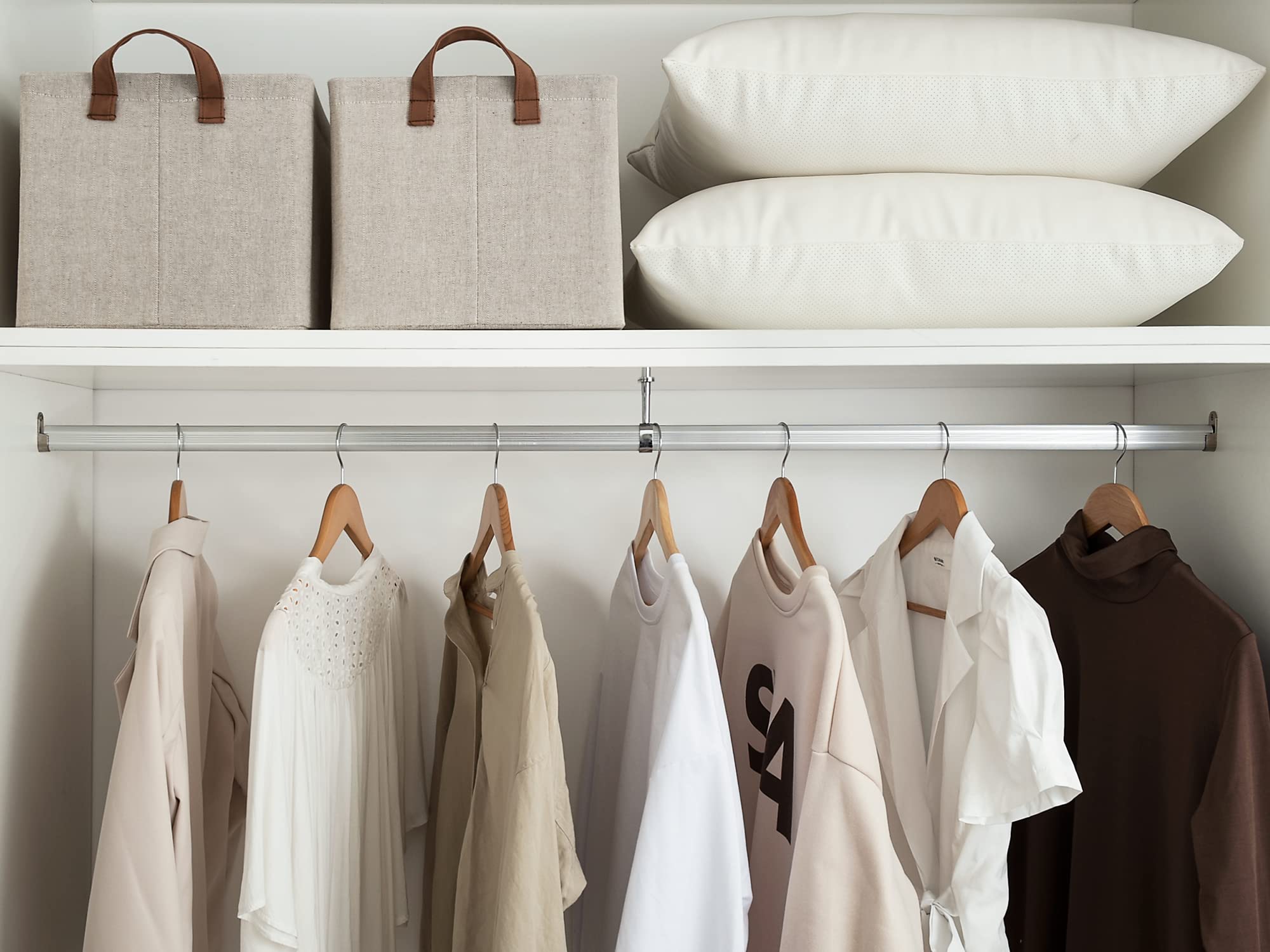 StorageWorks Storage Baskets for Shelves with Metal Frame  Canvas Storage Bins  Brown and Beige  2-Pack